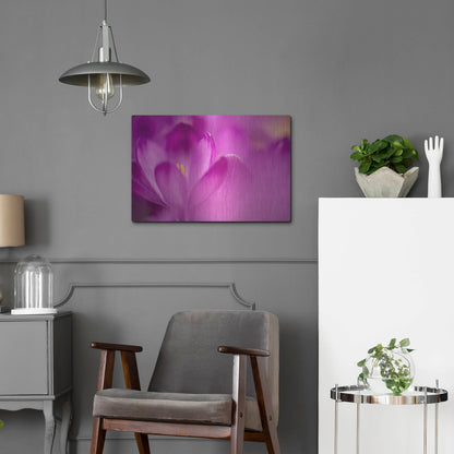 Luxe Metal Art 'Purple Flower Study' by Istvan Nagy, Metal Wall Art,24x16