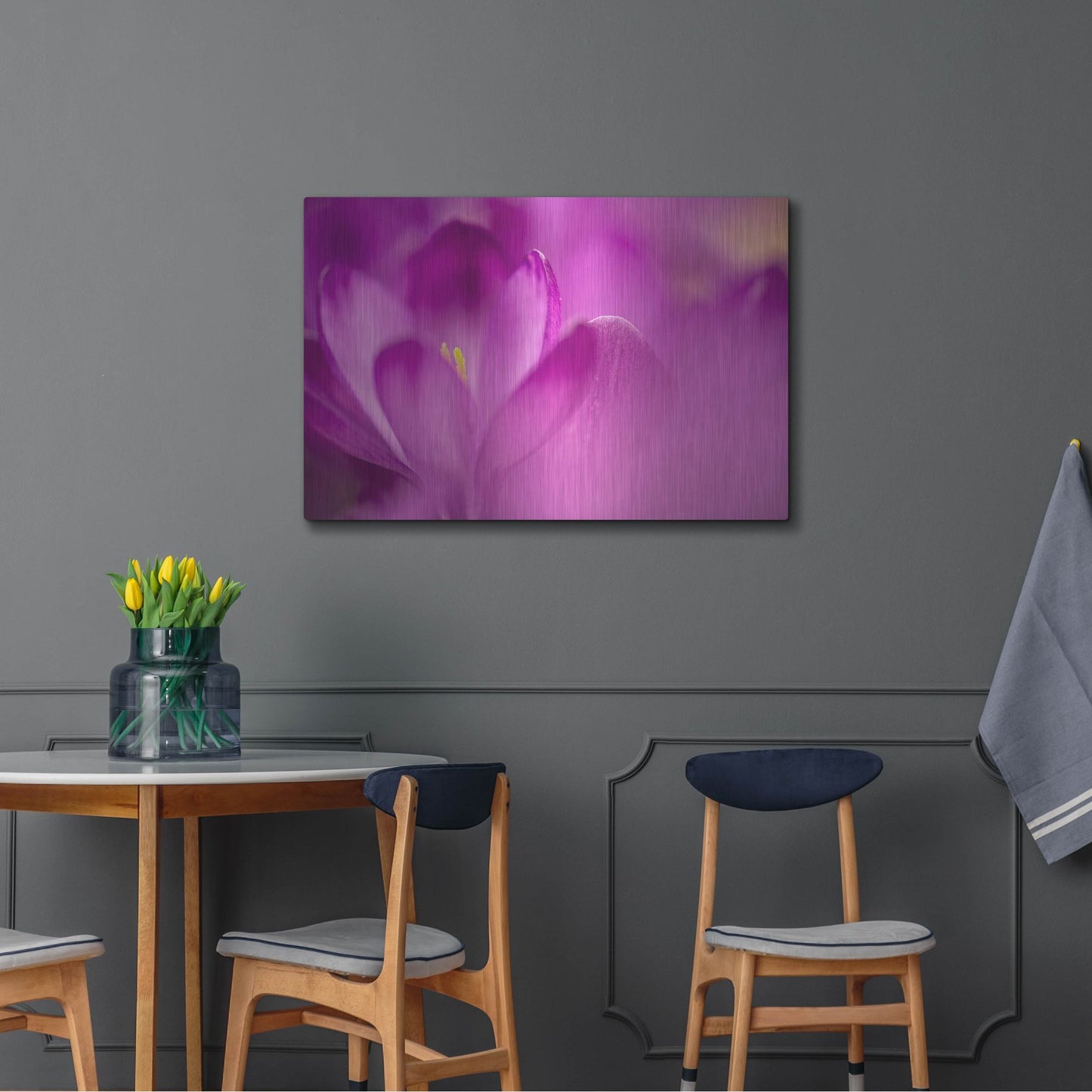 Luxe Metal Art 'Purple Flower Study' by Istvan Nagy, Metal Wall Art,36x24