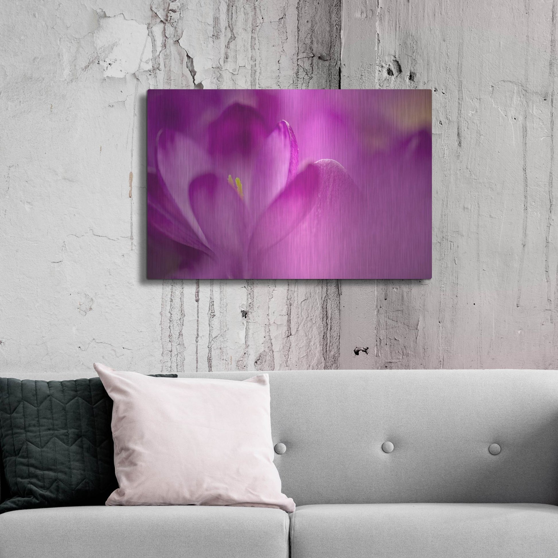 Luxe Metal Art 'Purple Flower Study' by Istvan Nagy, Metal Wall Art,36x24