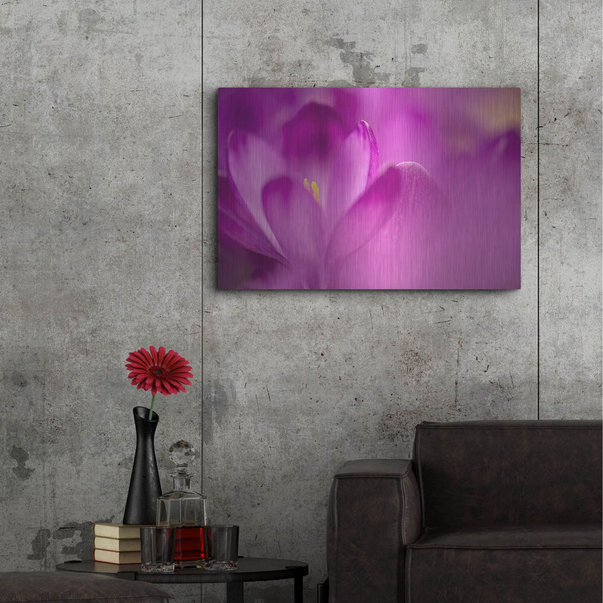 Luxe Metal Art 'Purple Flower Study' by Istvan Nagy, Metal Wall Art,36x24