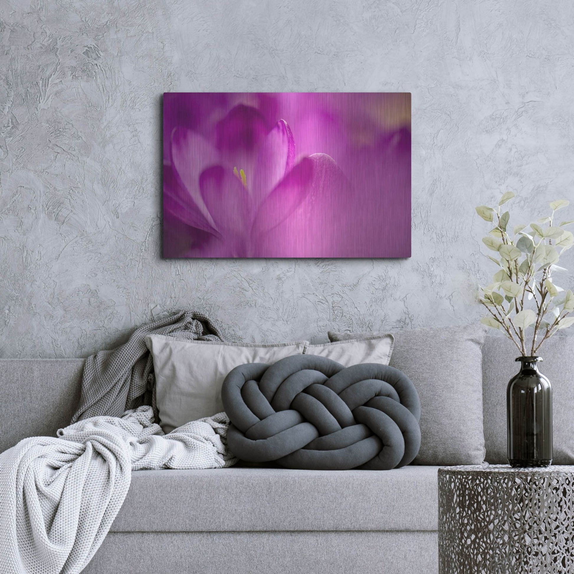 Luxe Metal Art 'Purple Flower Study' by Istvan Nagy, Metal Wall Art,36x24