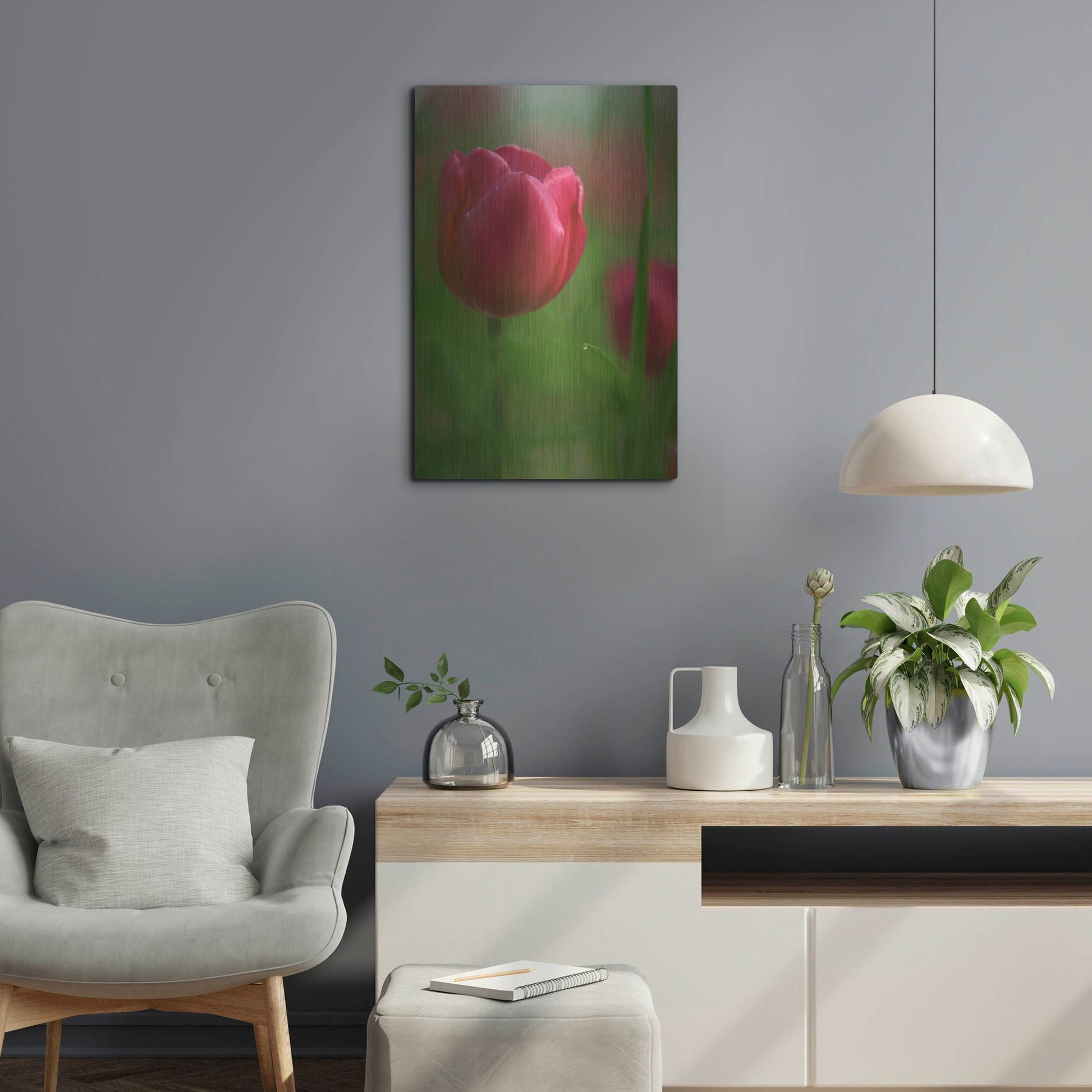 Luxe Metal Art 'Tulip No 2' by Istvan Nagy, Metal Wall Art,16x24