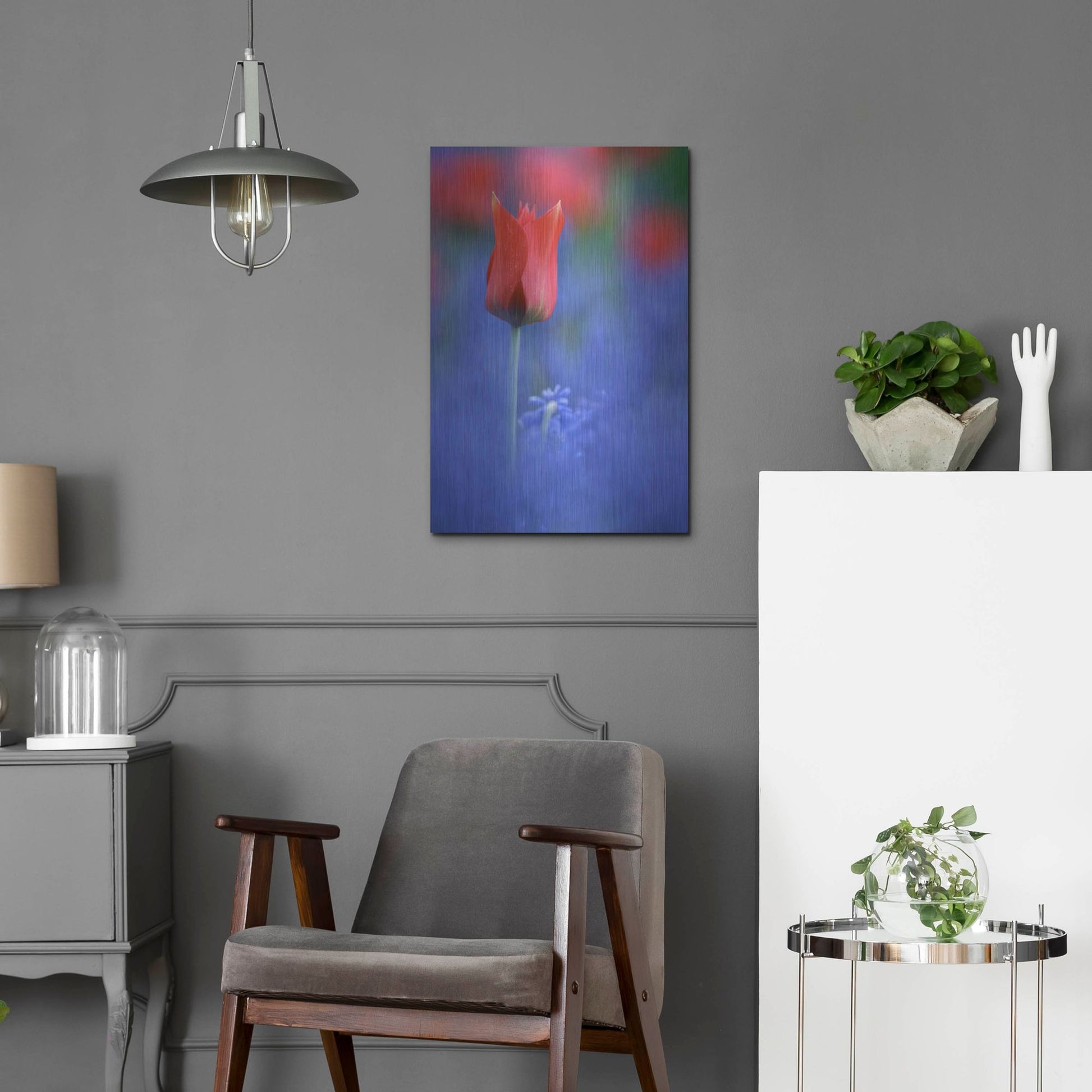 Luxe Metal Art 'Tulip No 3' by Istvan Nagy, Metal Wall Art,16x24