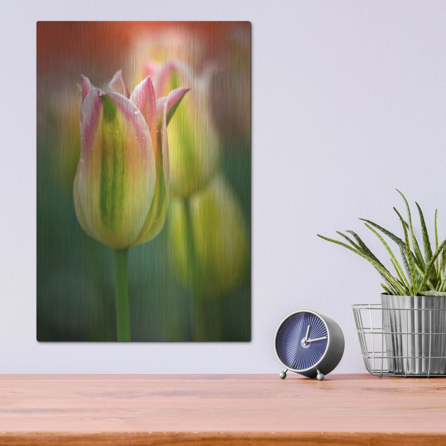 Luxe Metal Art 'Tulip No 4' by Istvan Nagy, Metal Wall Art,12x16