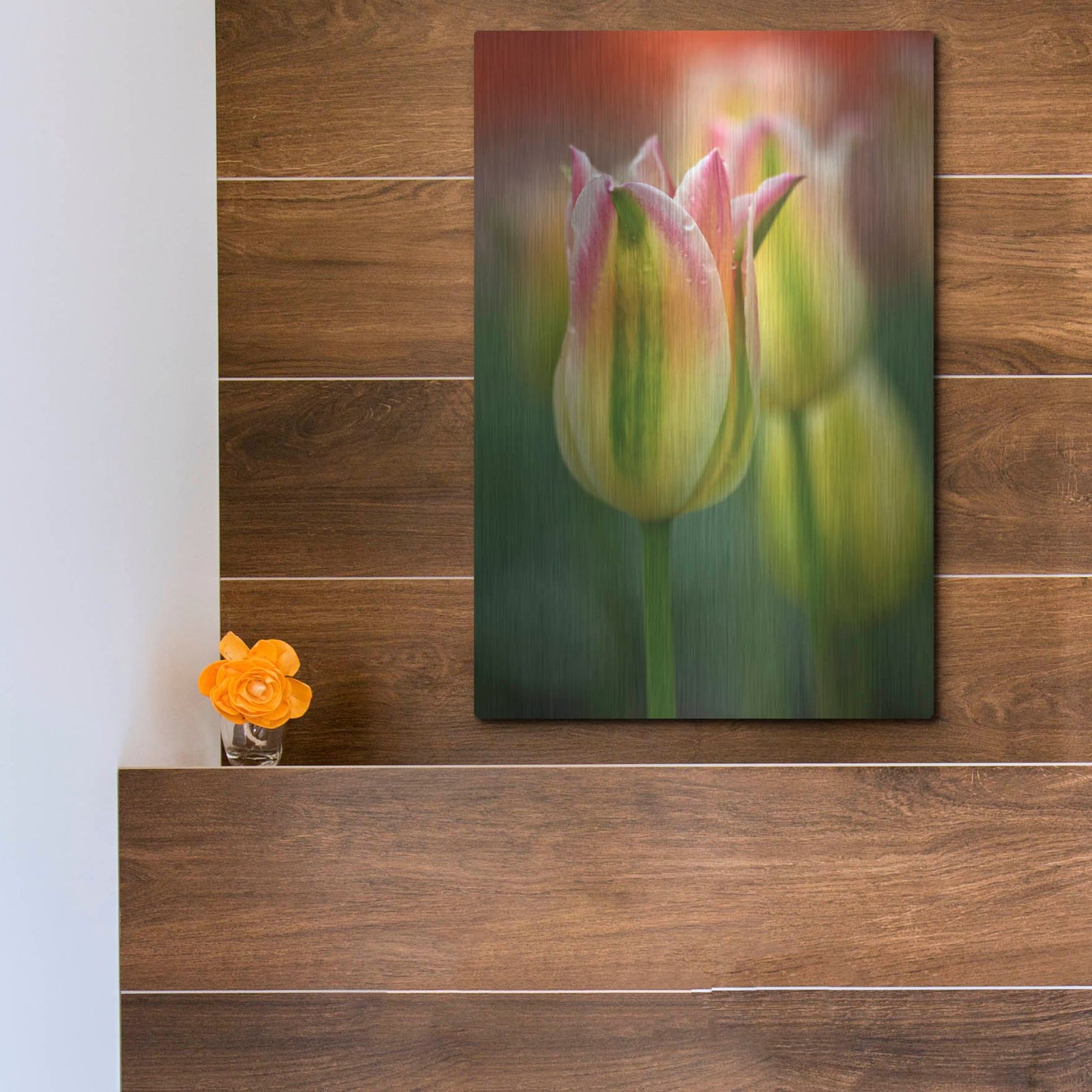 Luxe Metal Art 'Tulip No 4' by Istvan Nagy, Metal Wall Art,12x16