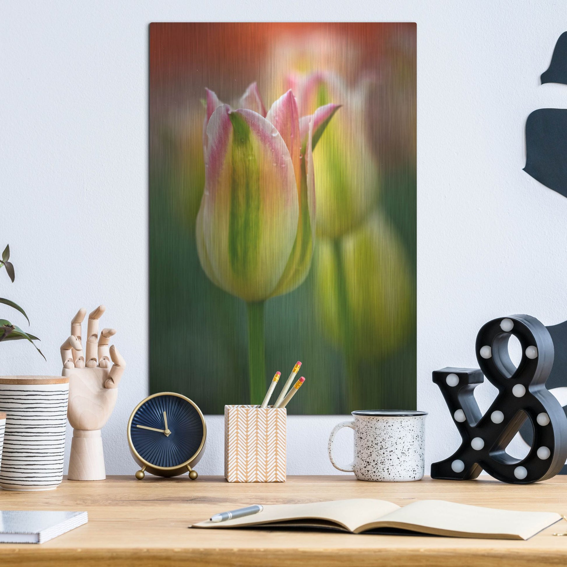 Luxe Metal Art 'Tulip No 4' by Istvan Nagy, Metal Wall Art,12x16