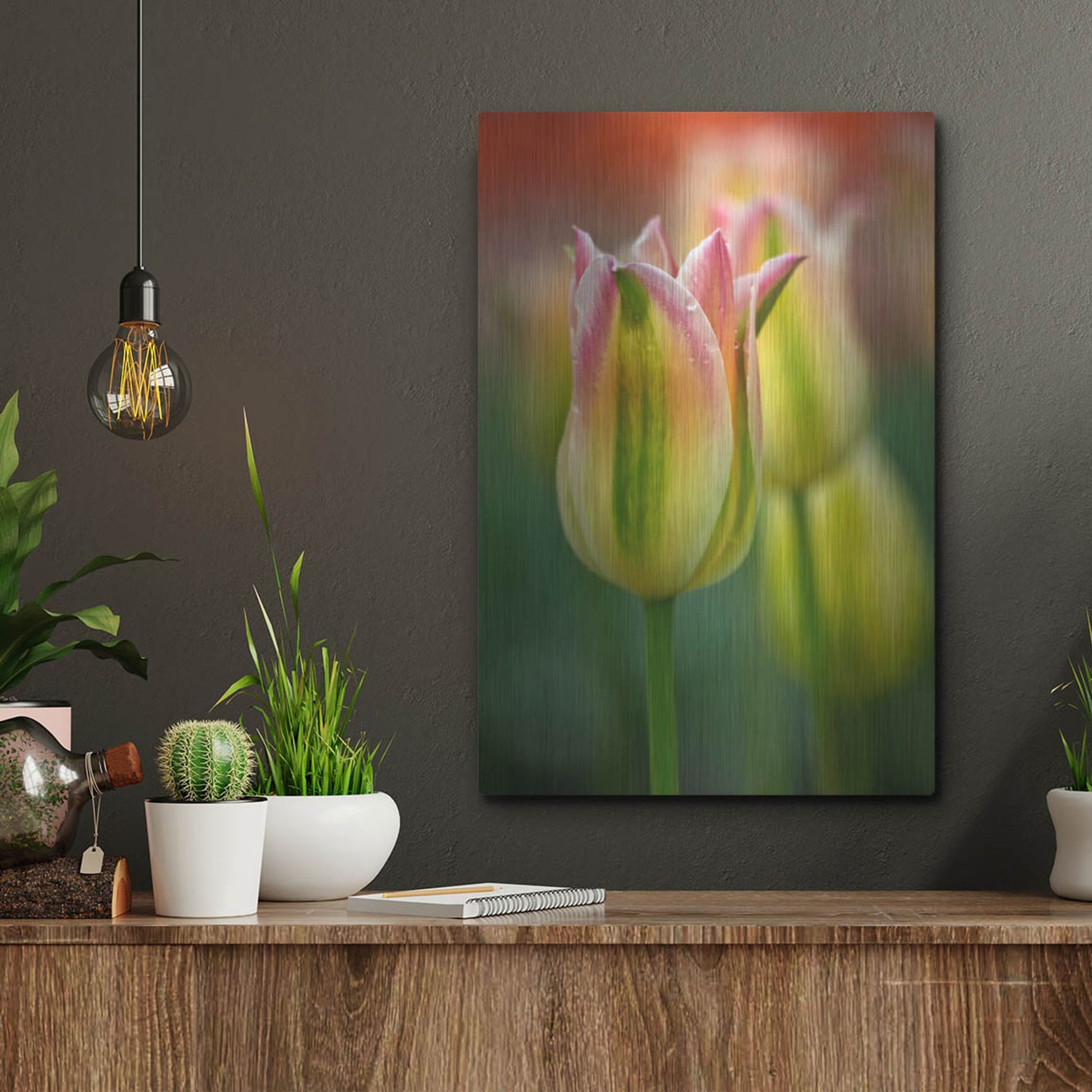 Luxe Metal Art 'Tulip No 4' by Istvan Nagy, Metal Wall Art,12x16