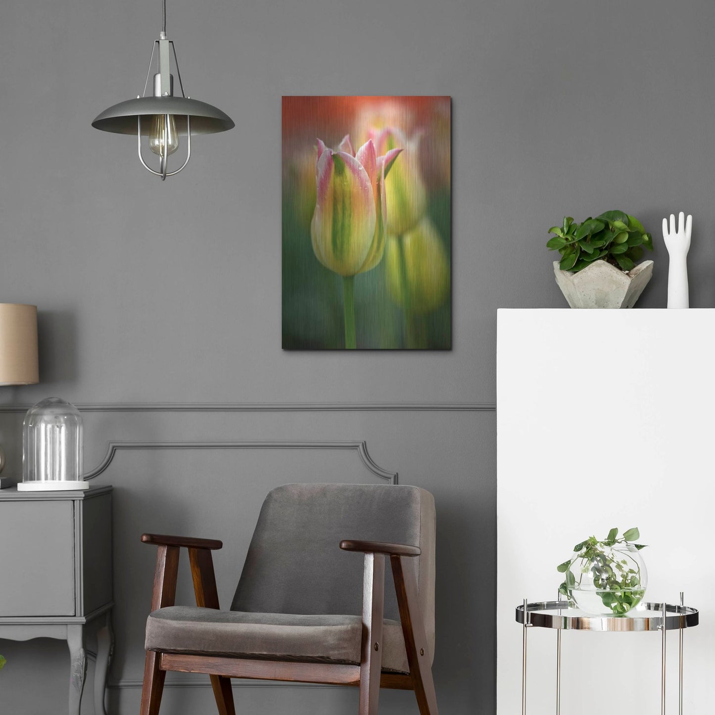 Luxe Metal Art 'Tulip No 4' by Istvan Nagy, Metal Wall Art,16x24