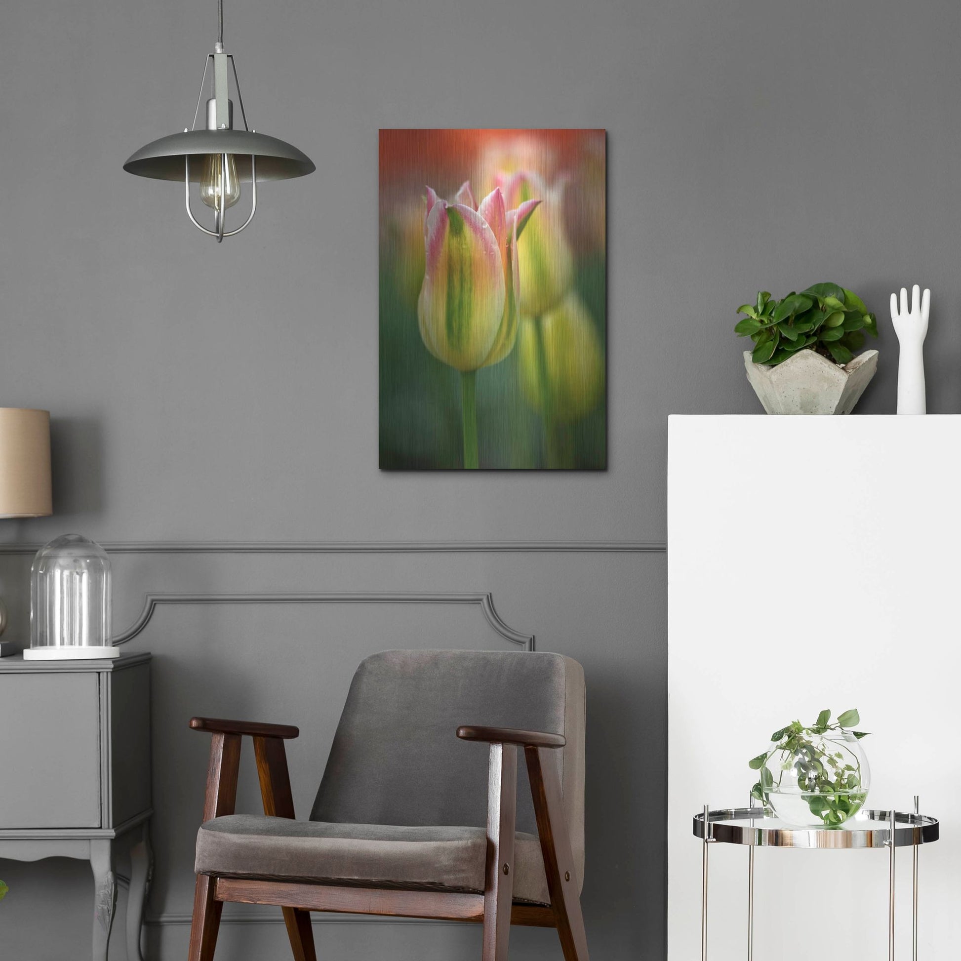 Luxe Metal Art 'Tulip No 4' by Istvan Nagy, Metal Wall Art,16x24