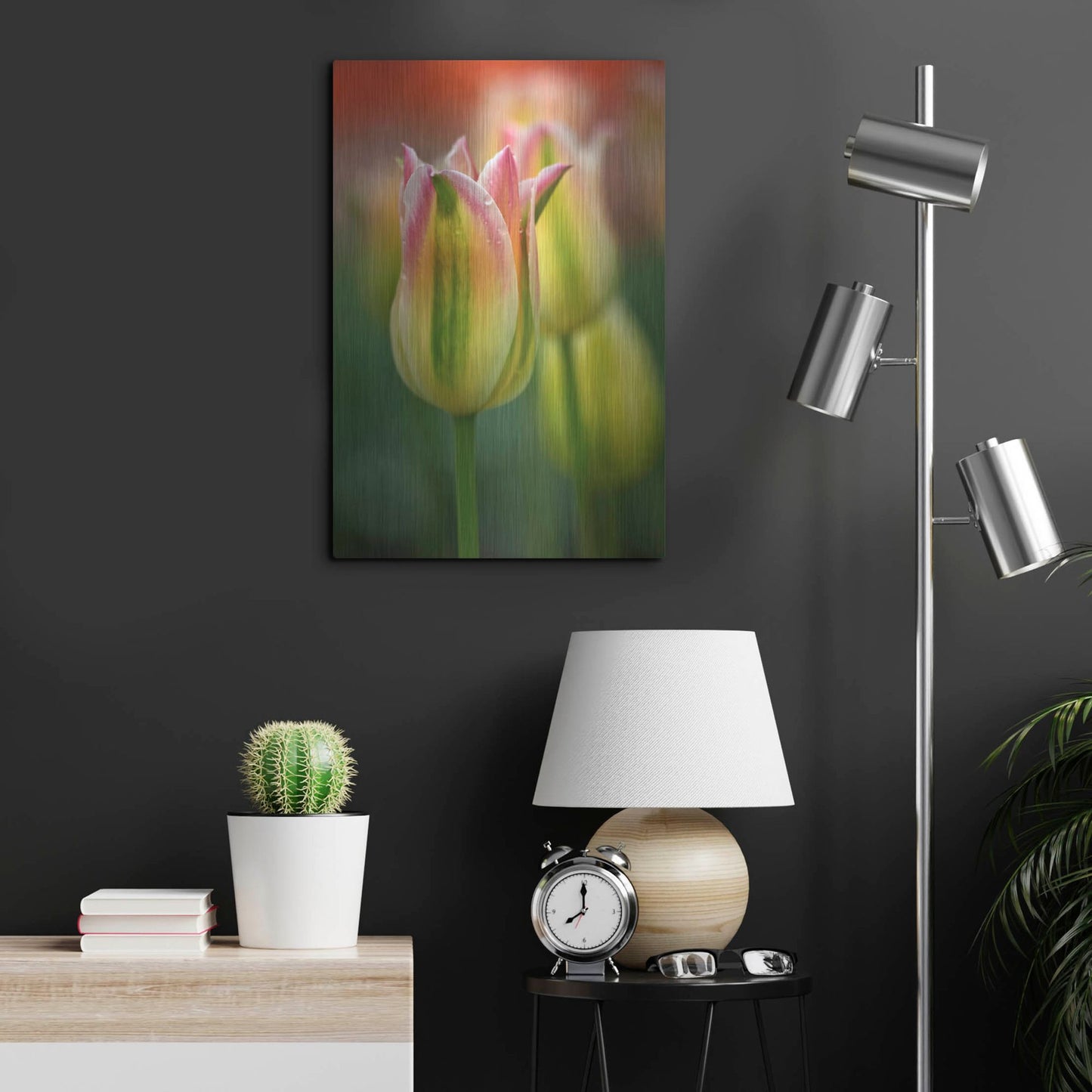 Luxe Metal Art 'Tulip No 4' by Istvan Nagy, Metal Wall Art,16x24
