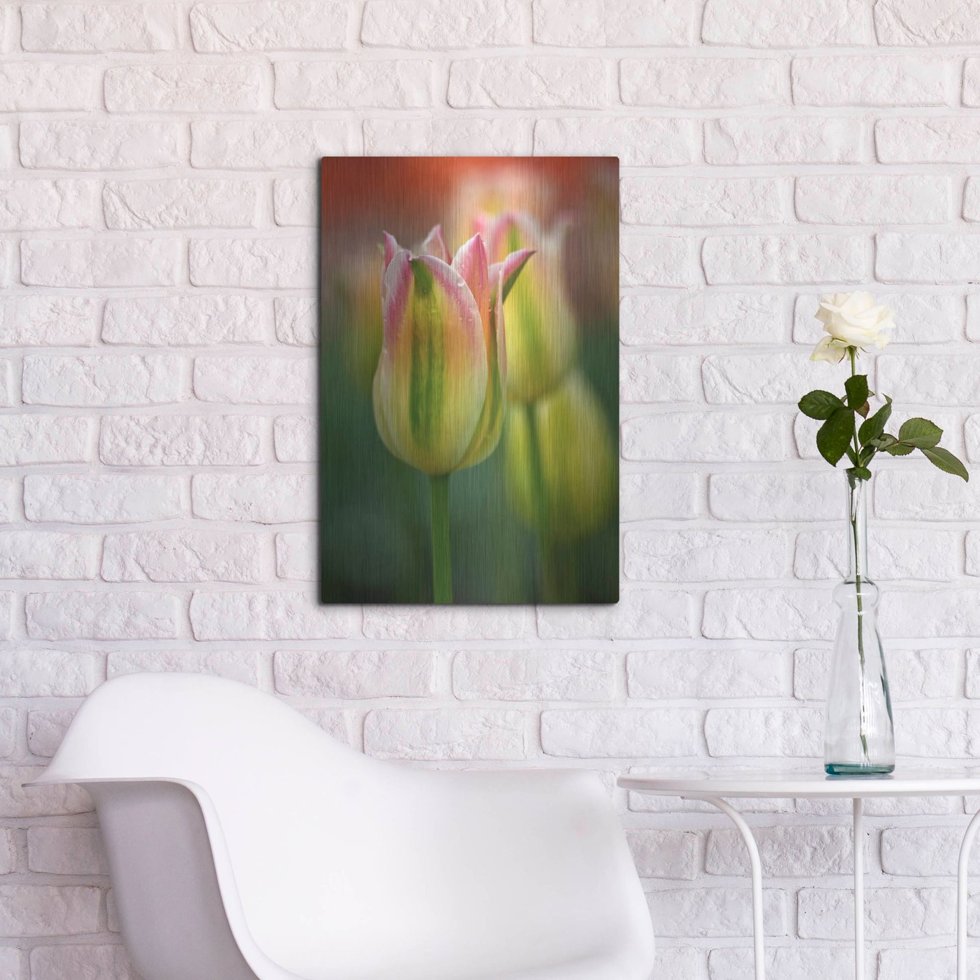 Luxe Metal Art 'Tulip No 4' by Istvan Nagy, Metal Wall Art,16x24