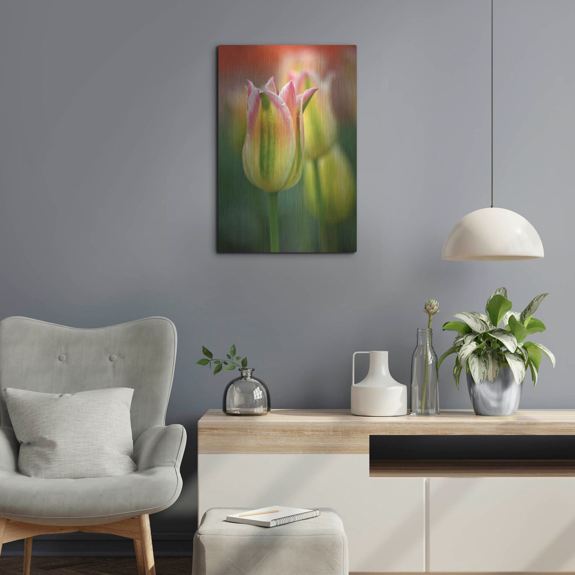 Luxe Metal Art 'Tulip No 4' by Istvan Nagy, Metal Wall Art,16x24