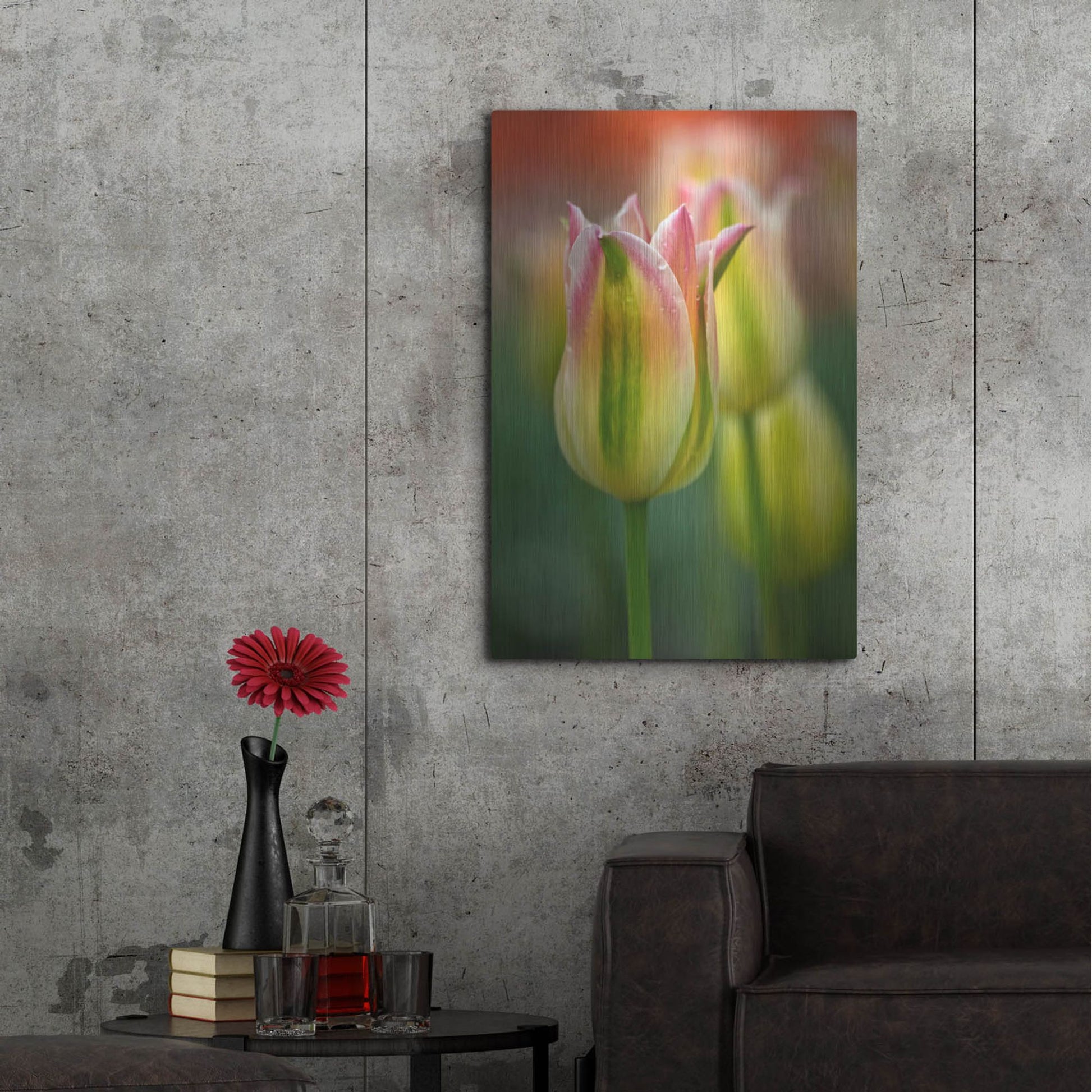 Luxe Metal Art 'Tulip No 4' by Istvan Nagy, Metal Wall Art,24x36