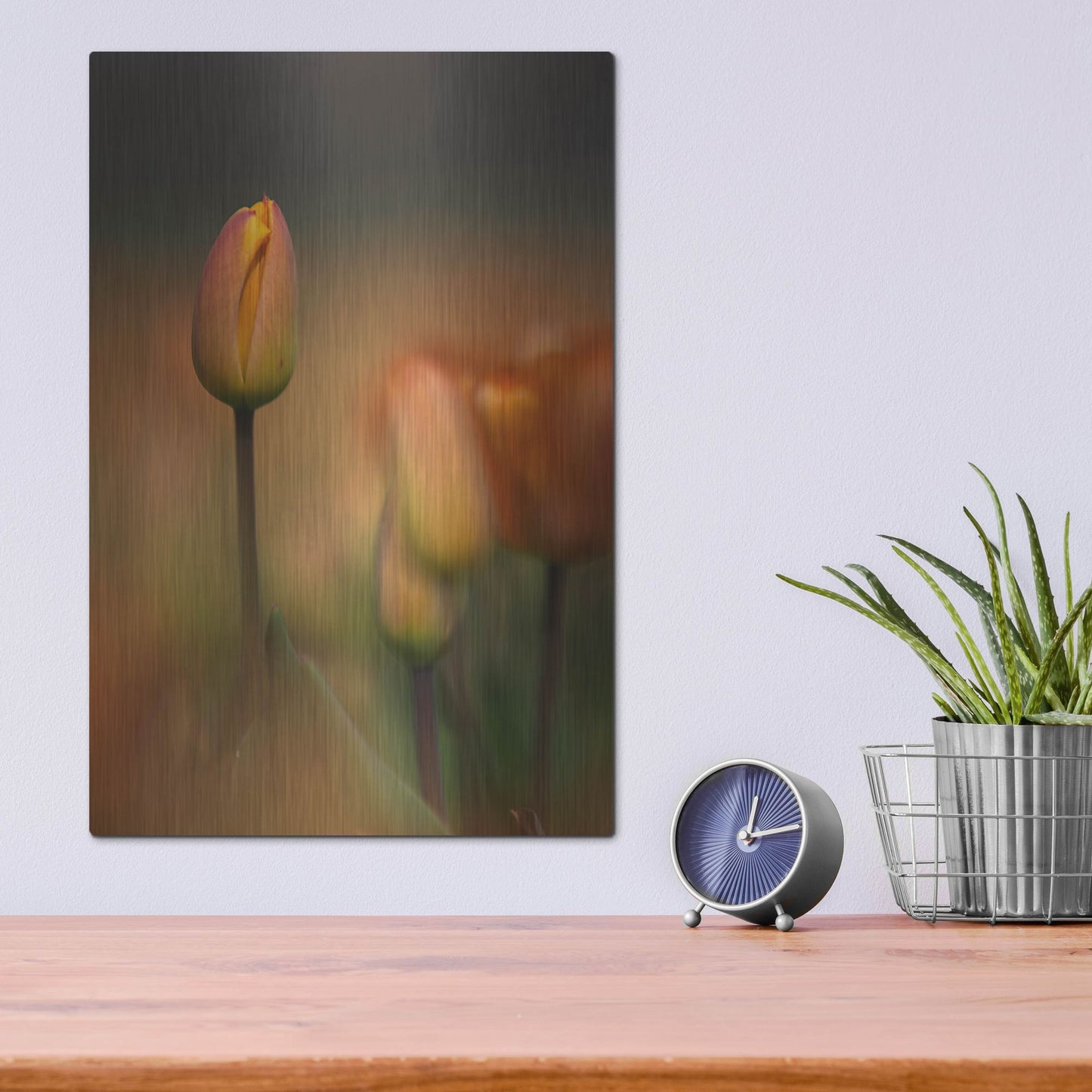 Luxe Metal Art 'Tulip No 5' by Istvan Nagy, Metal Wall Art,12x16