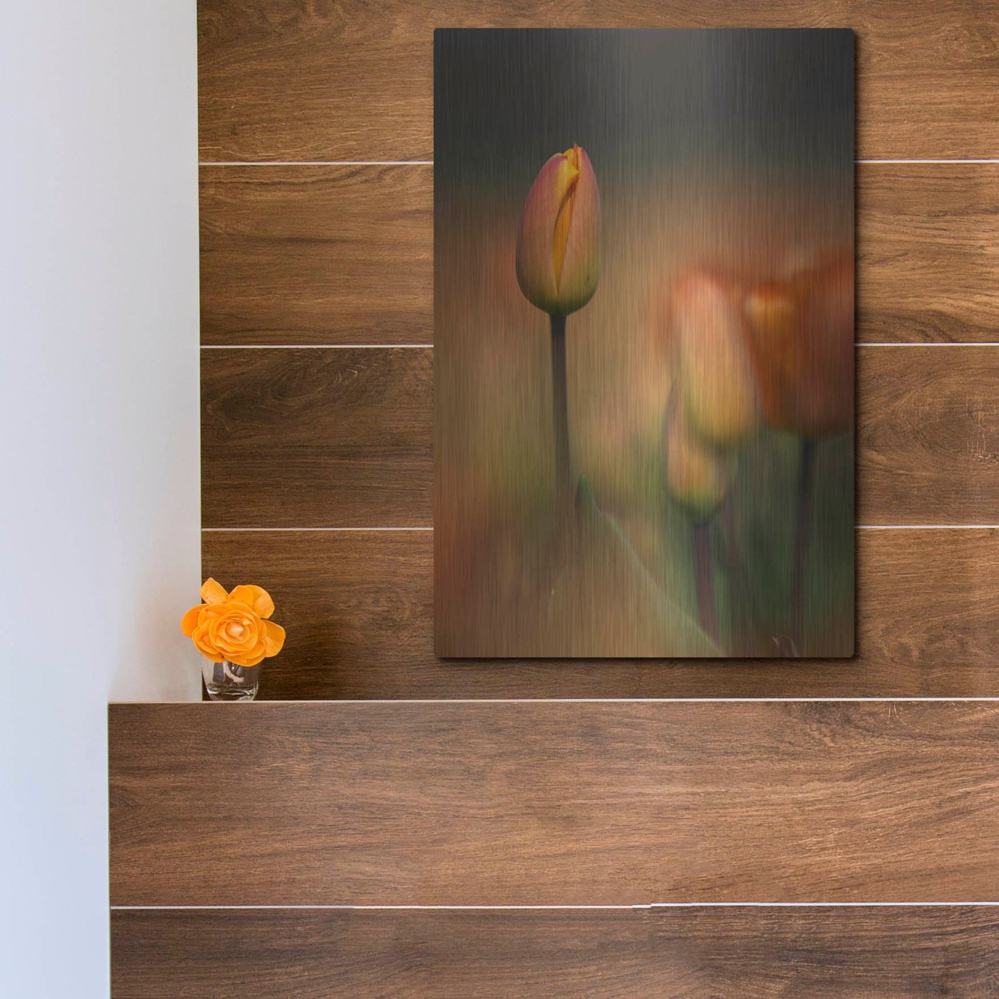 Luxe Metal Art 'Tulip No 5' by Istvan Nagy, Metal Wall Art,12x16