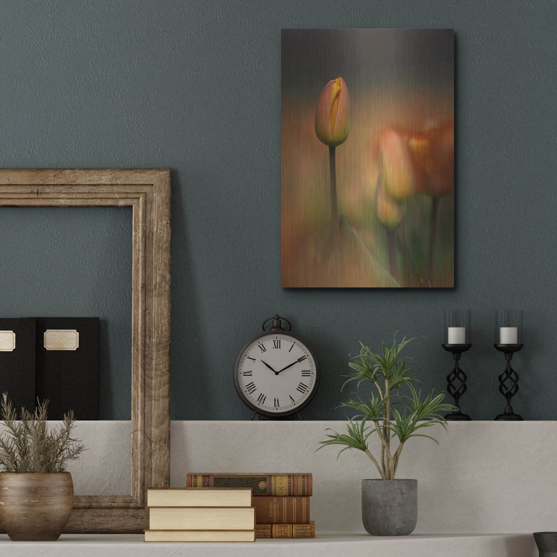 Luxe Metal Art 'Tulip No 5' by Istvan Nagy, Metal Wall Art,12x16