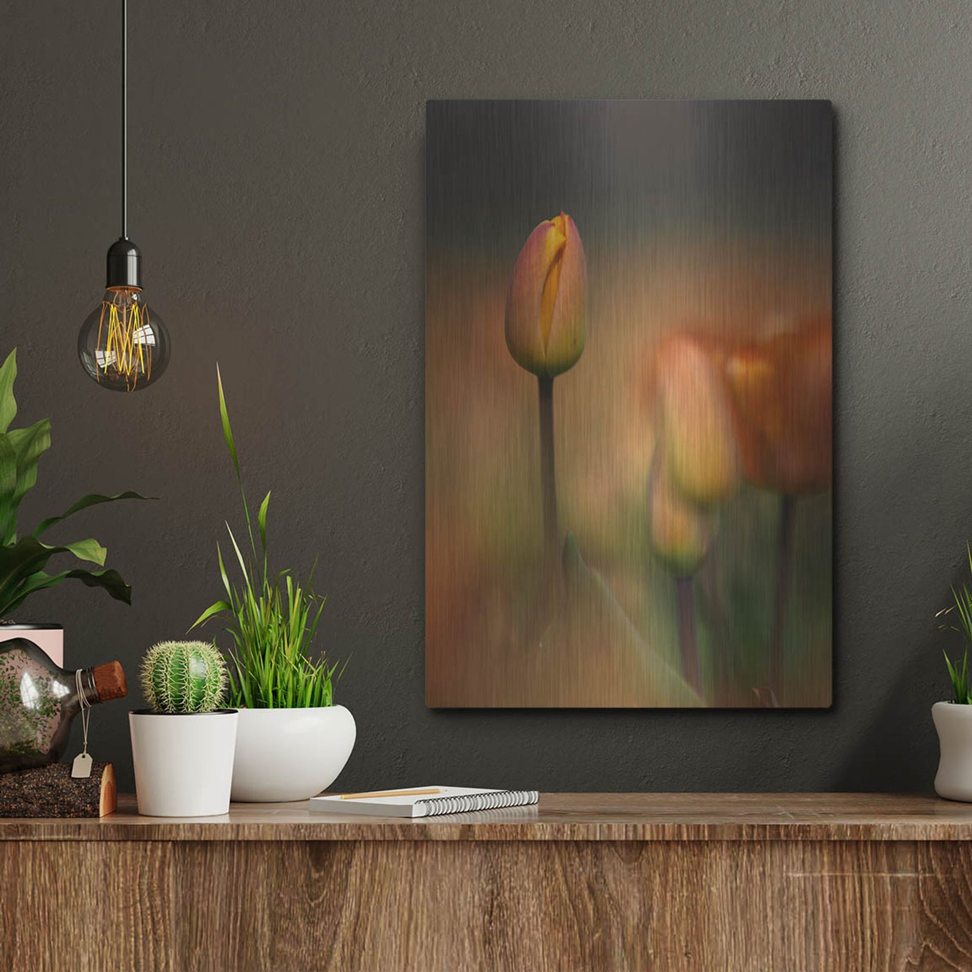 Luxe Metal Art 'Tulip No 5' by Istvan Nagy, Metal Wall Art,12x16