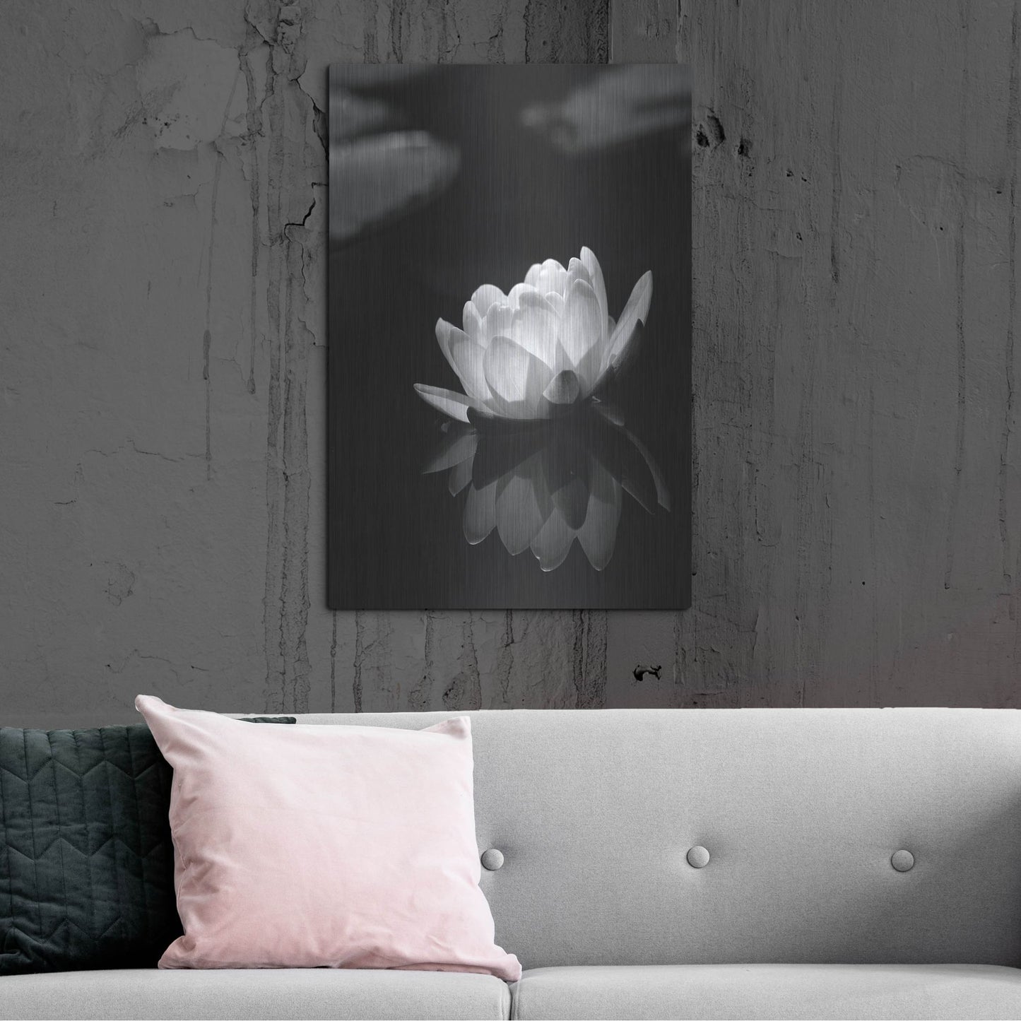 Luxe Metal Art 'Water Lily BW' by Istvan Nagy, Metal Wall Art,24x36