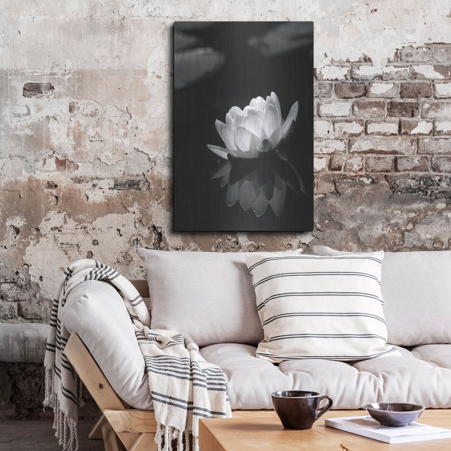Luxe Metal Art 'Water Lily BW' by Istvan Nagy, Metal Wall Art,24x36