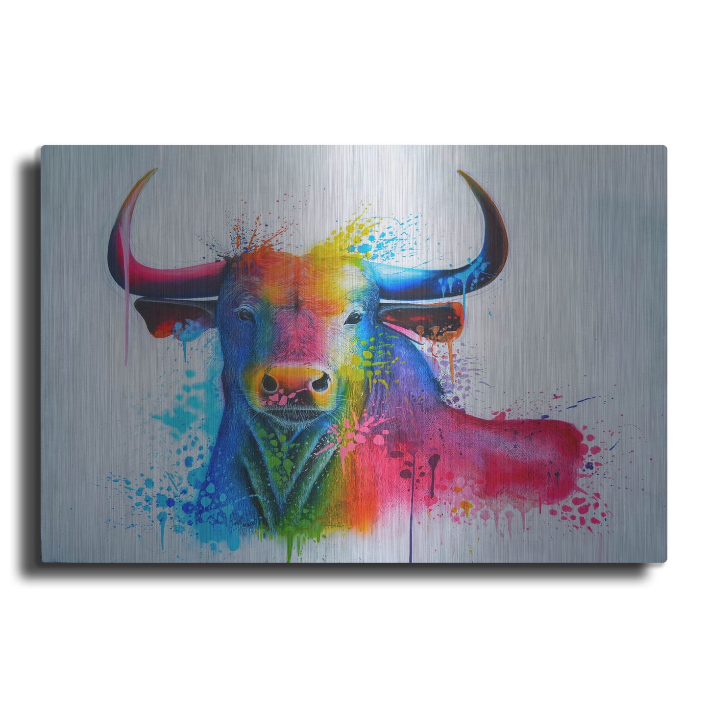 Luxe Metal Art 'Bull Splash Colors' by Ivan Negrete, Metal Wall Art