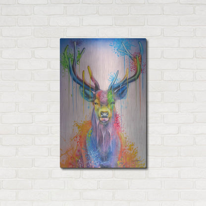 Luxe Metal Art 'Deer Splash Colors' by Ivan Negrete, Metal Wall Art,24x36