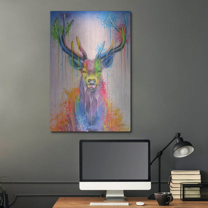 Luxe Metal Art 'Deer Splash Colors' by Ivan Negrete, Metal Wall Art,24x36