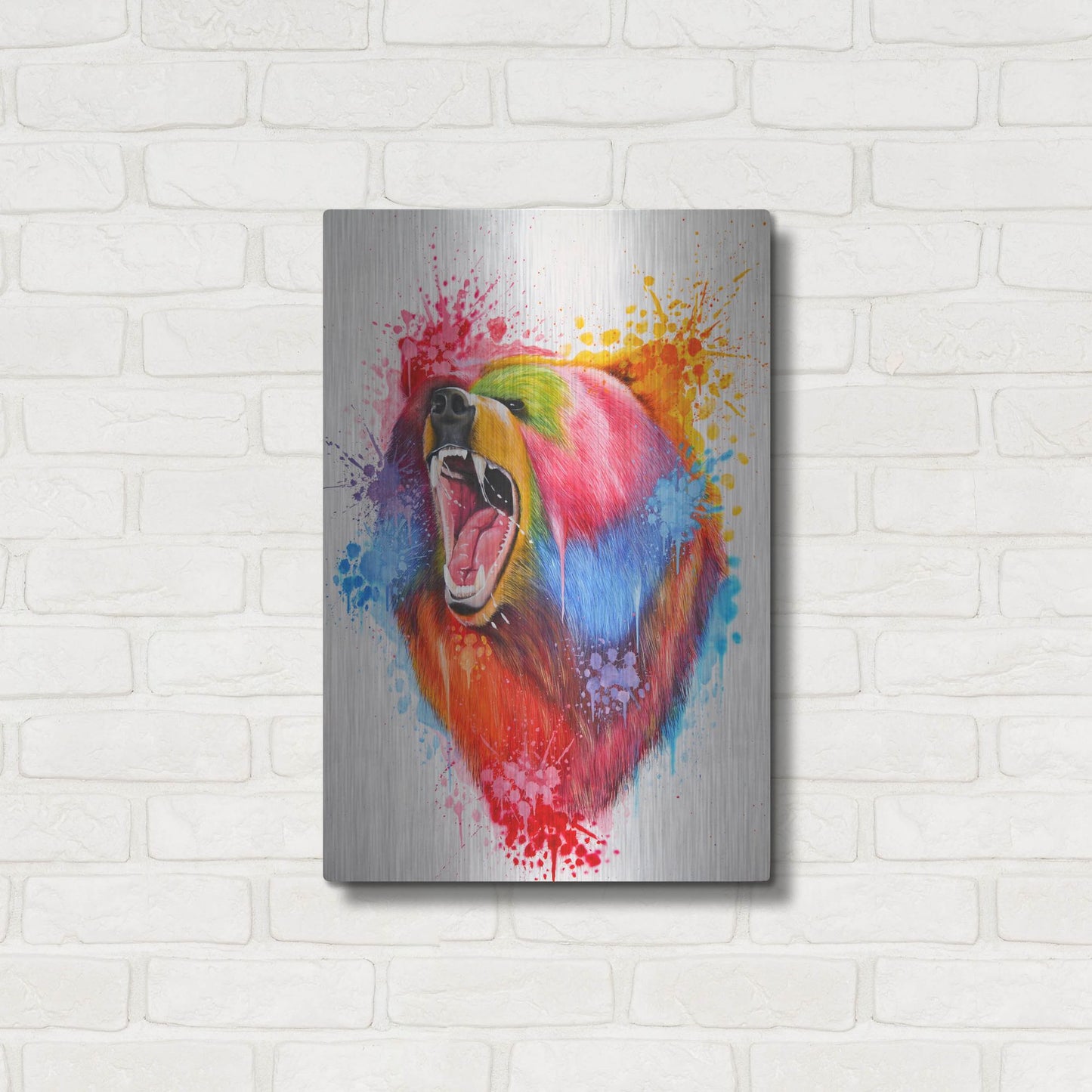 Luxe Metal Art 'Oso Splash' by Ivan Negrete, Metal Wall Art,16x24