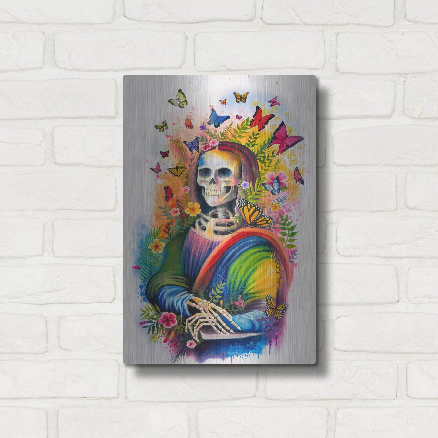 Luxe Metal Art 'Mona Lisa Bones' by Ivan Negrete, Metal Wall Art,12x16