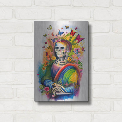 Luxe Metal Art 'Mona Lisa Bones' by Ivan Negrete, Metal Wall Art,12x16