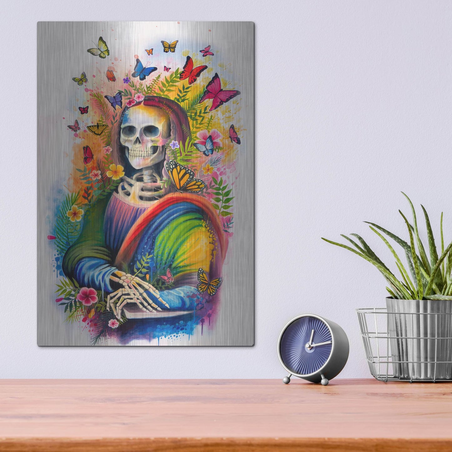 Luxe Metal Art 'Mona Lisa Bones' by Ivan Negrete, Metal Wall Art,12x16