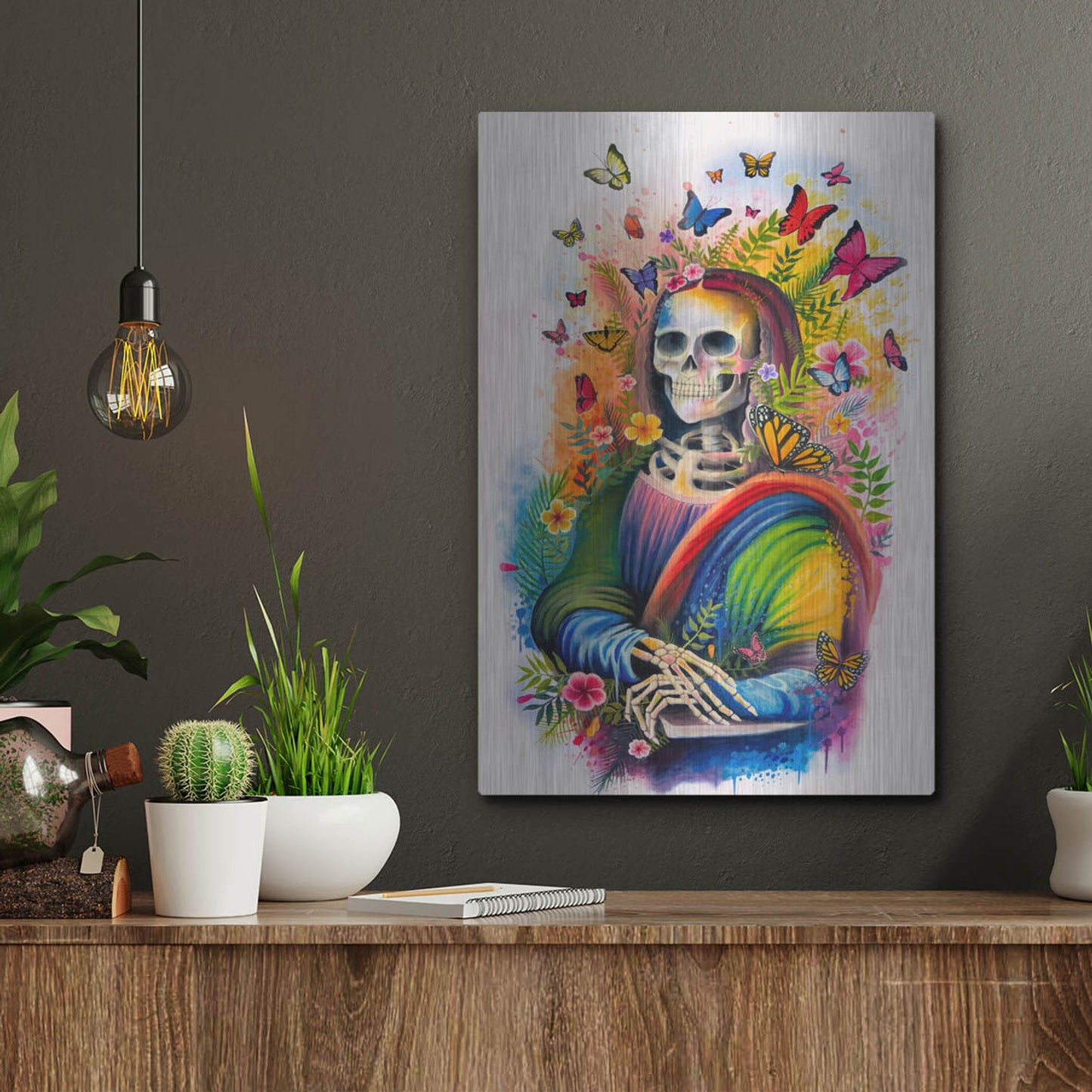 Luxe Metal Art 'Mona Lisa Bones' by Ivan Negrete, Metal Wall Art,12x16