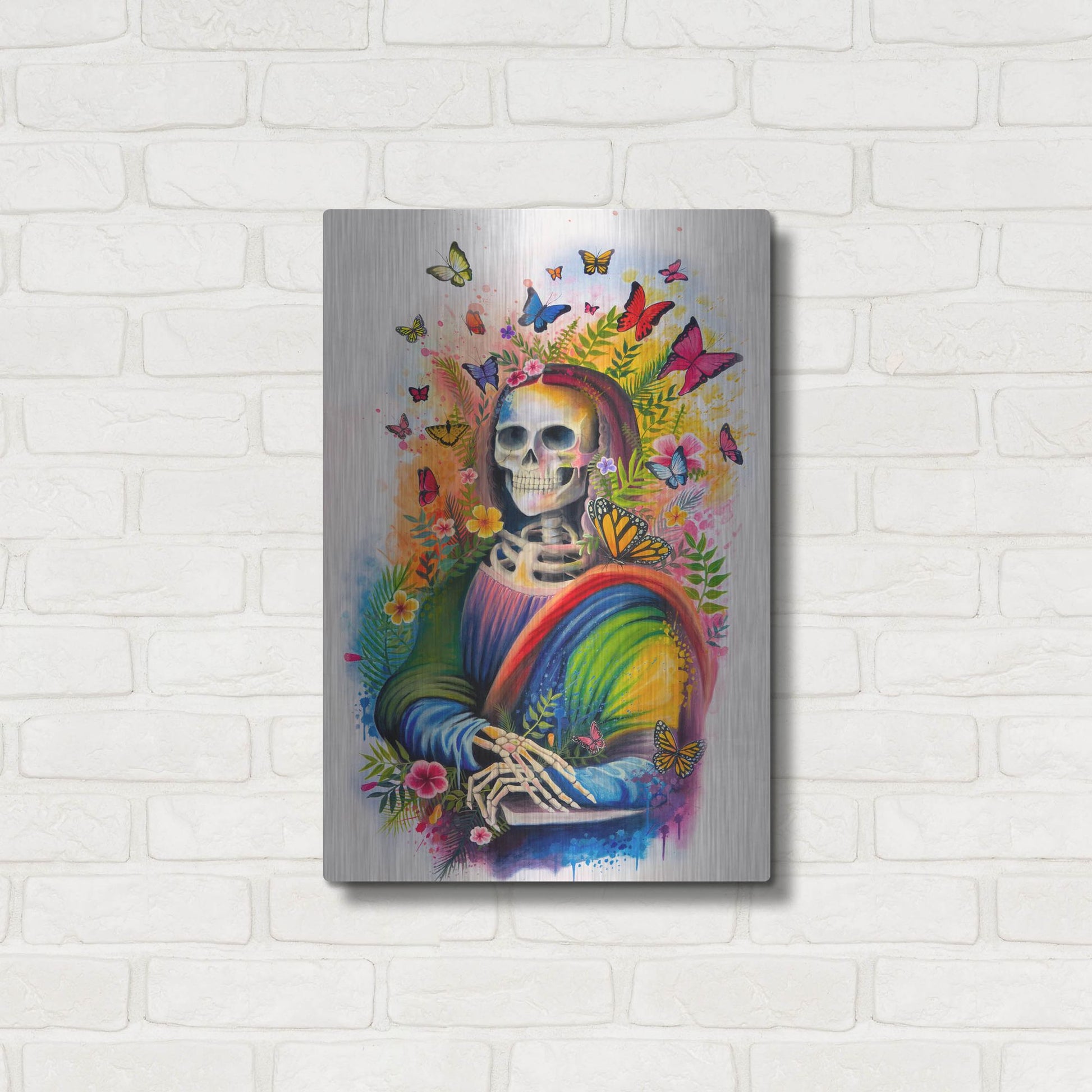 Luxe Metal Art 'Mona Lisa Bones' by Ivan Negrete, Metal Wall Art,16x24