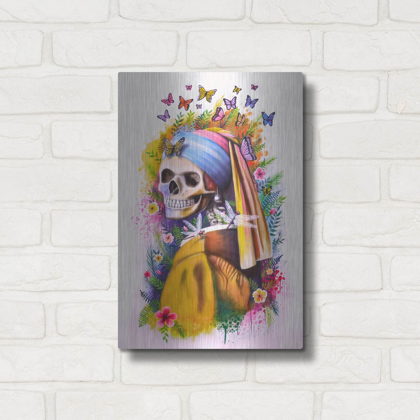 Luxe Metal Art 'Girl with Pearl Earring Bones' by Ivan Negrete, Metal Wall Art,12x16