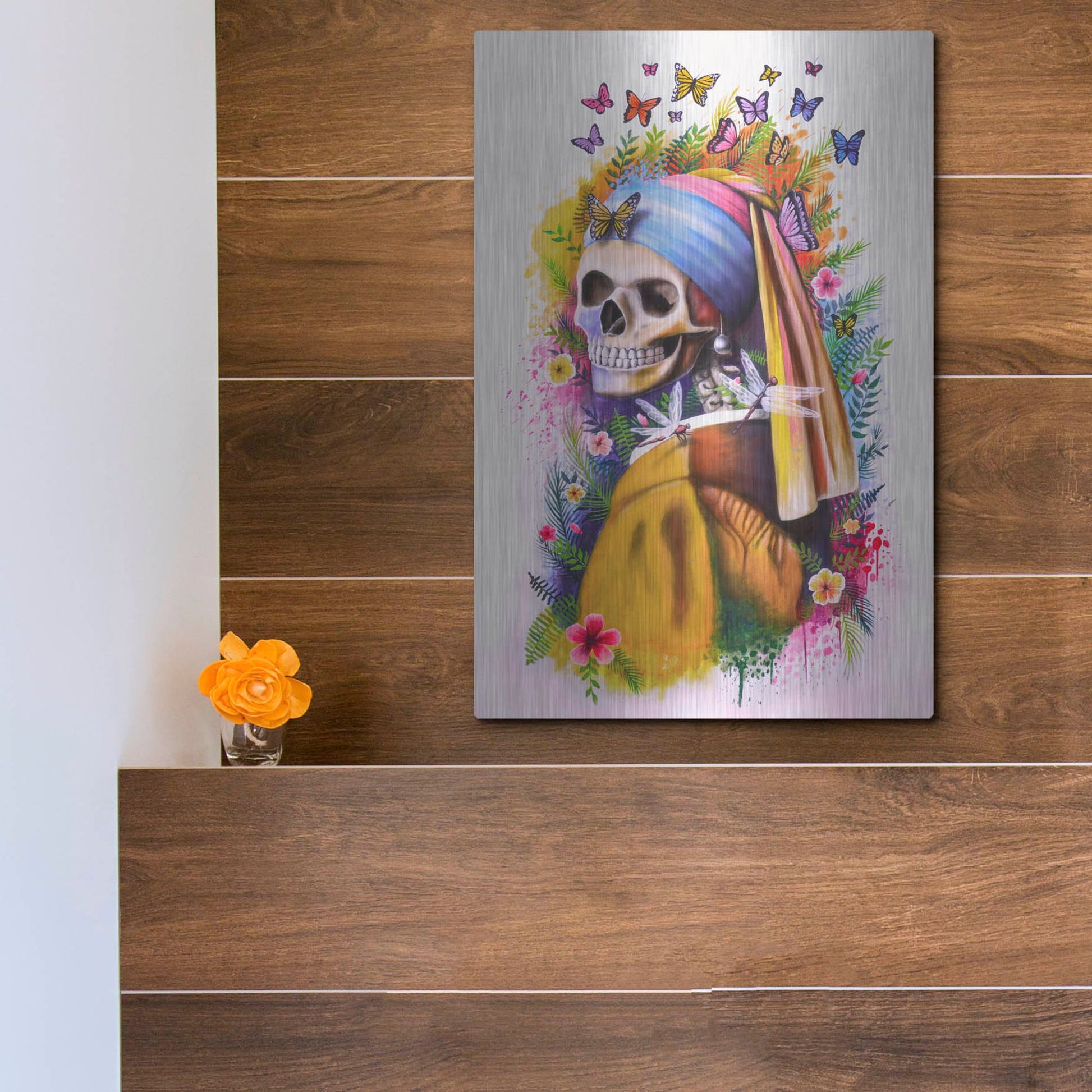 Luxe Metal Art 'Girl with Pearl Earring Bones' by Ivan Negrete, Metal Wall Art,12x16