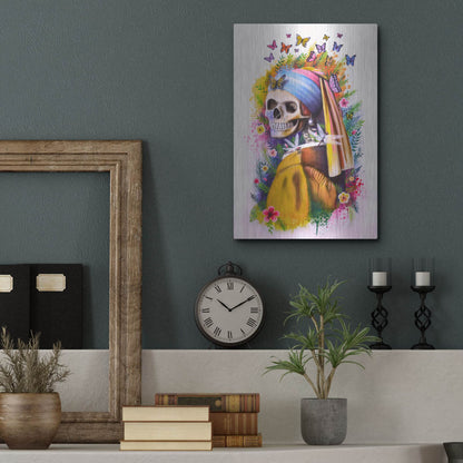 Luxe Metal Art 'Girl with Pearl Earring Bones' by Ivan Negrete, Metal Wall Art,12x16