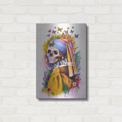 Luxe Metal Art 'Girl with Pearl Earring Bones' by Ivan Negrete, Metal Wall Art,16x24