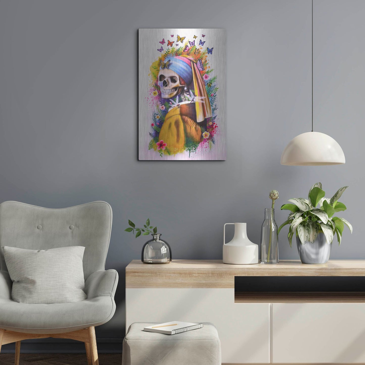 Luxe Metal Art 'Girl with Pearl Earring Bones' by Ivan Negrete, Metal Wall Art,16x24