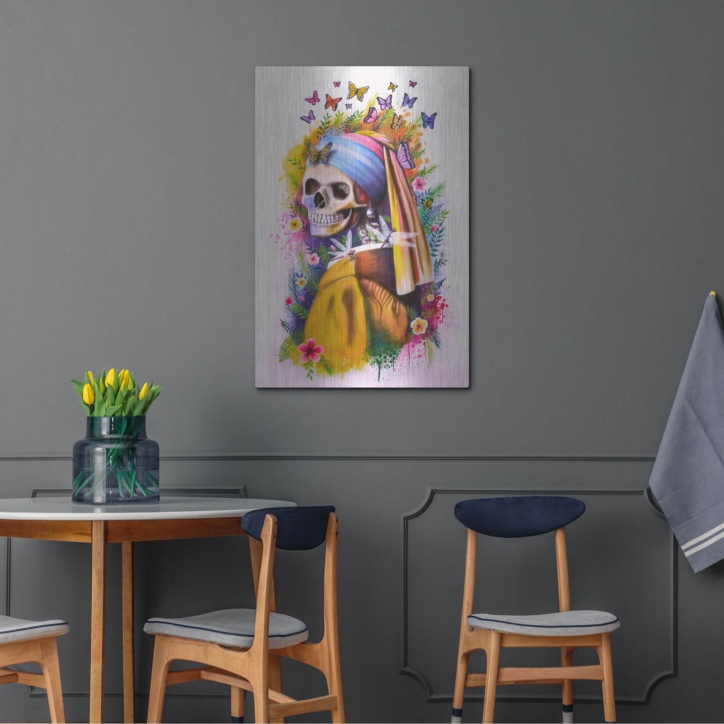 Luxe Metal Art 'Girl with Pearl Earring Bones' by Ivan Negrete, Metal Wall Art,24x36