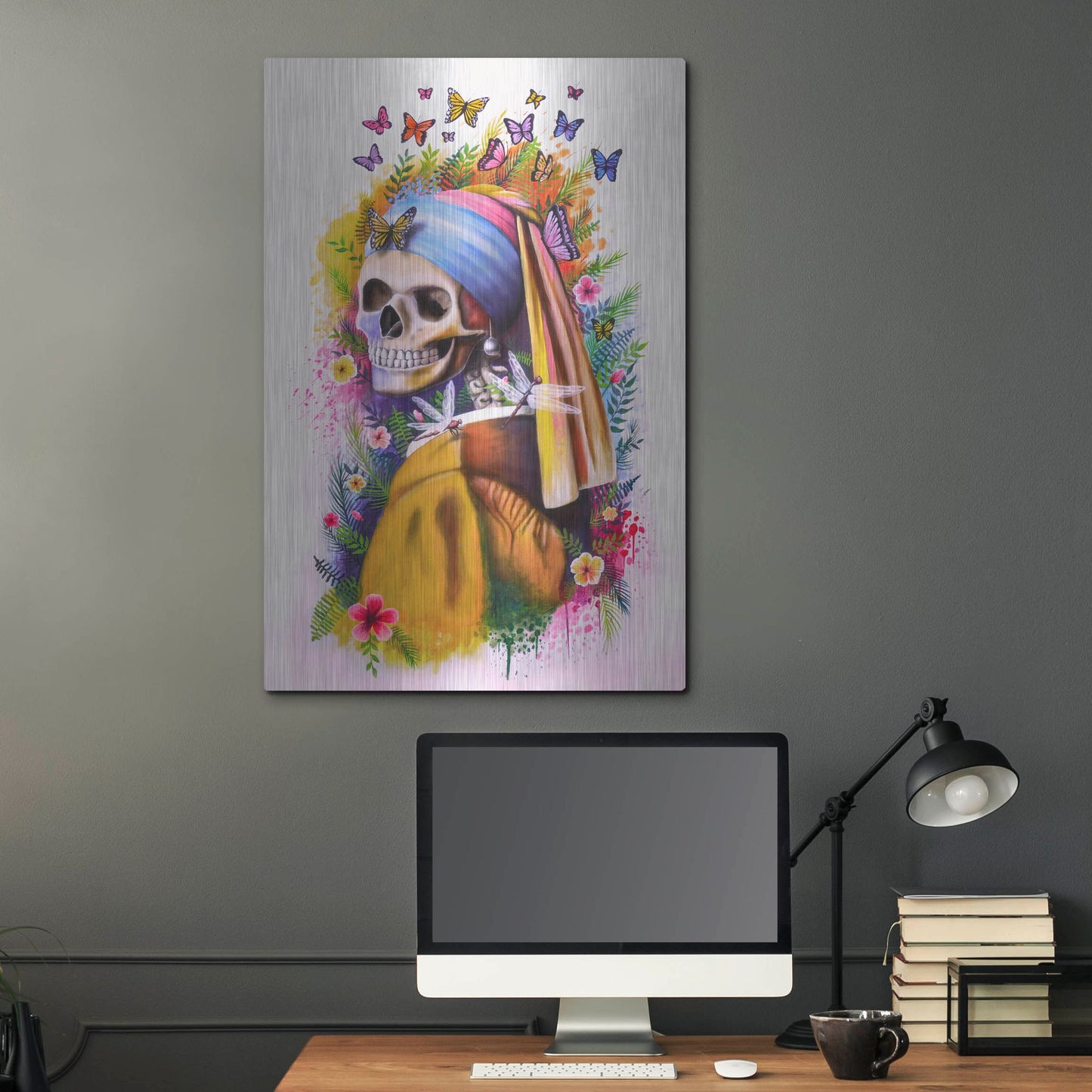 Luxe Metal Art 'Girl with Pearl Earring Bones' by Ivan Negrete, Metal Wall Art,24x36