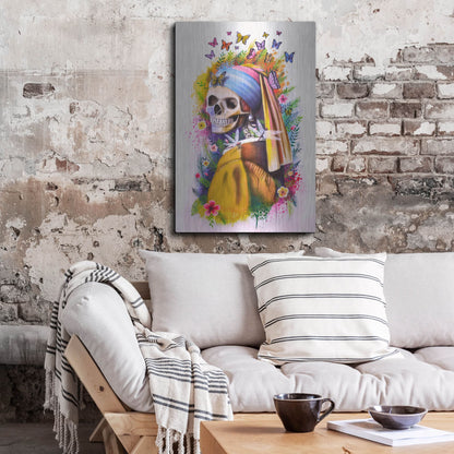 Luxe Metal Art 'Girl with Pearl Earring Bones' by Ivan Negrete, Metal Wall Art,24x36