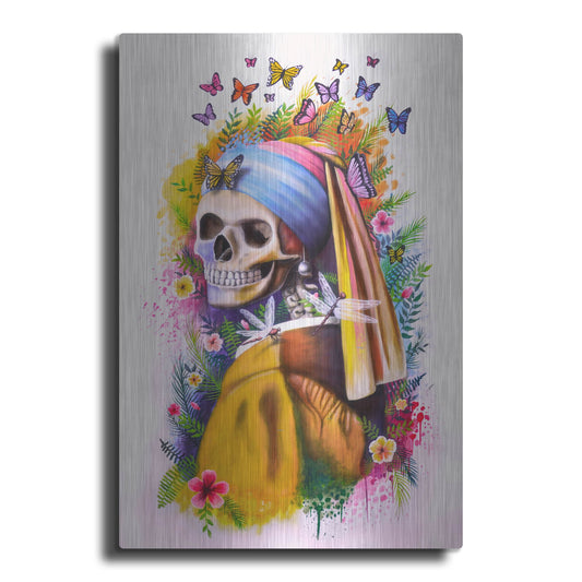 Luxe Metal Art 'Girl with Pearl Earring Bones' by Ivan Negrete, Metal Wall Art