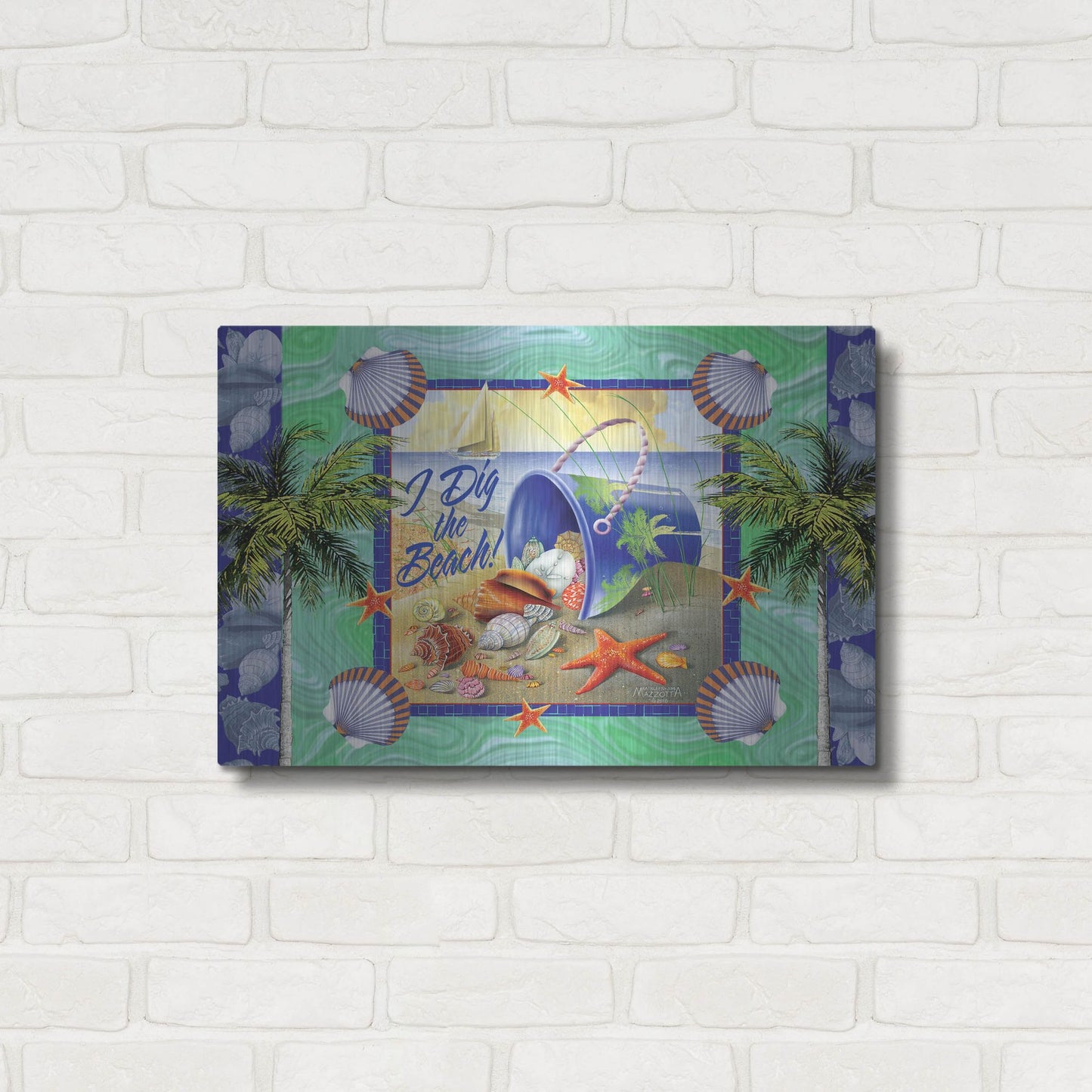 Luxe Metal Art 'Shell Bucket' by James and Kathleen Mazzotta, Metal Wall Art,24x16