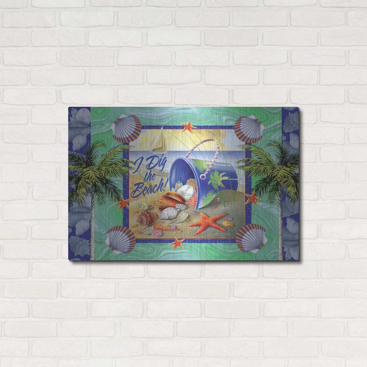 Luxe Metal Art 'Shell Bucket' by James and Kathleen Mazzotta, Metal Wall Art,36x24