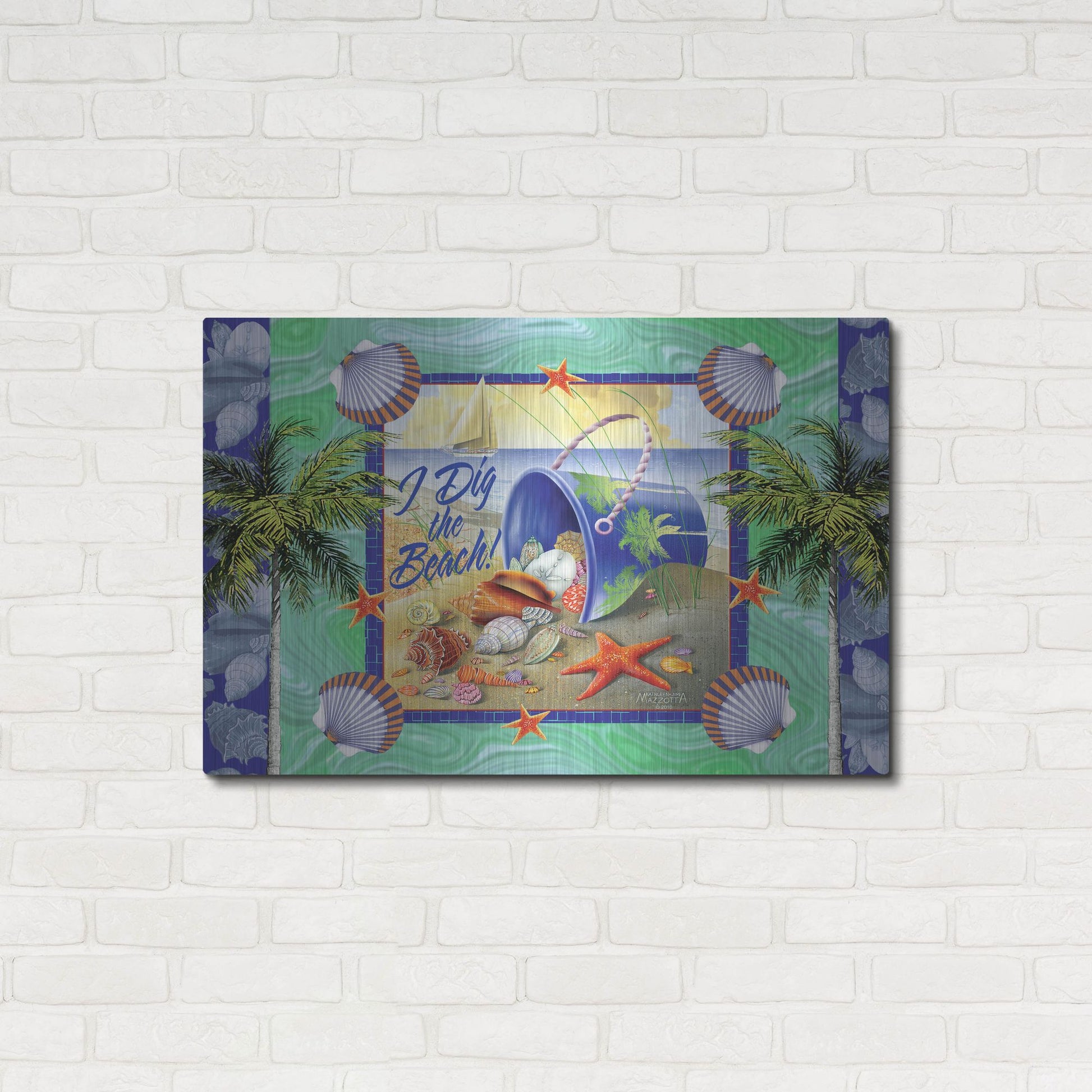 Luxe Metal Art 'Shell Bucket' by James and Kathleen Mazzotta, Metal Wall Art,36x24