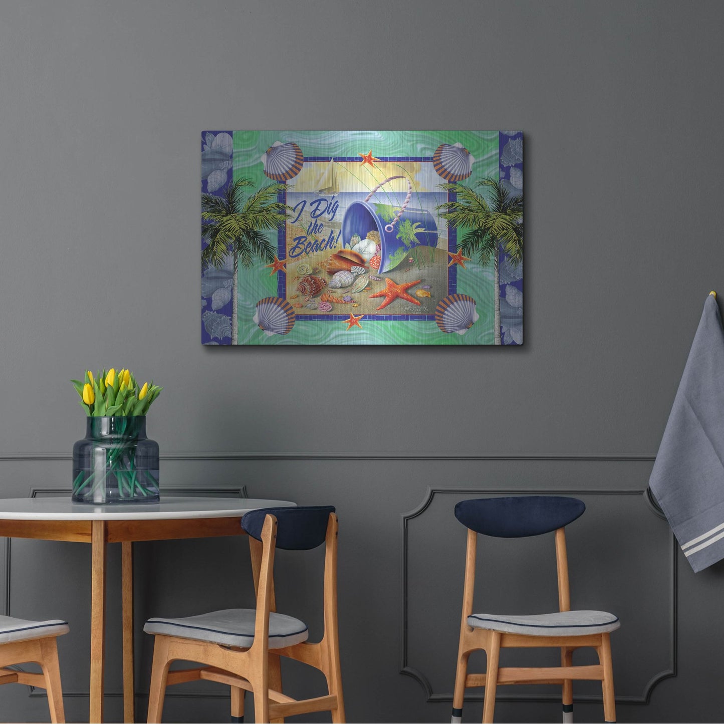 Luxe Metal Art 'Shell Bucket' by James and Kathleen Mazzotta, Metal Wall Art,36x24