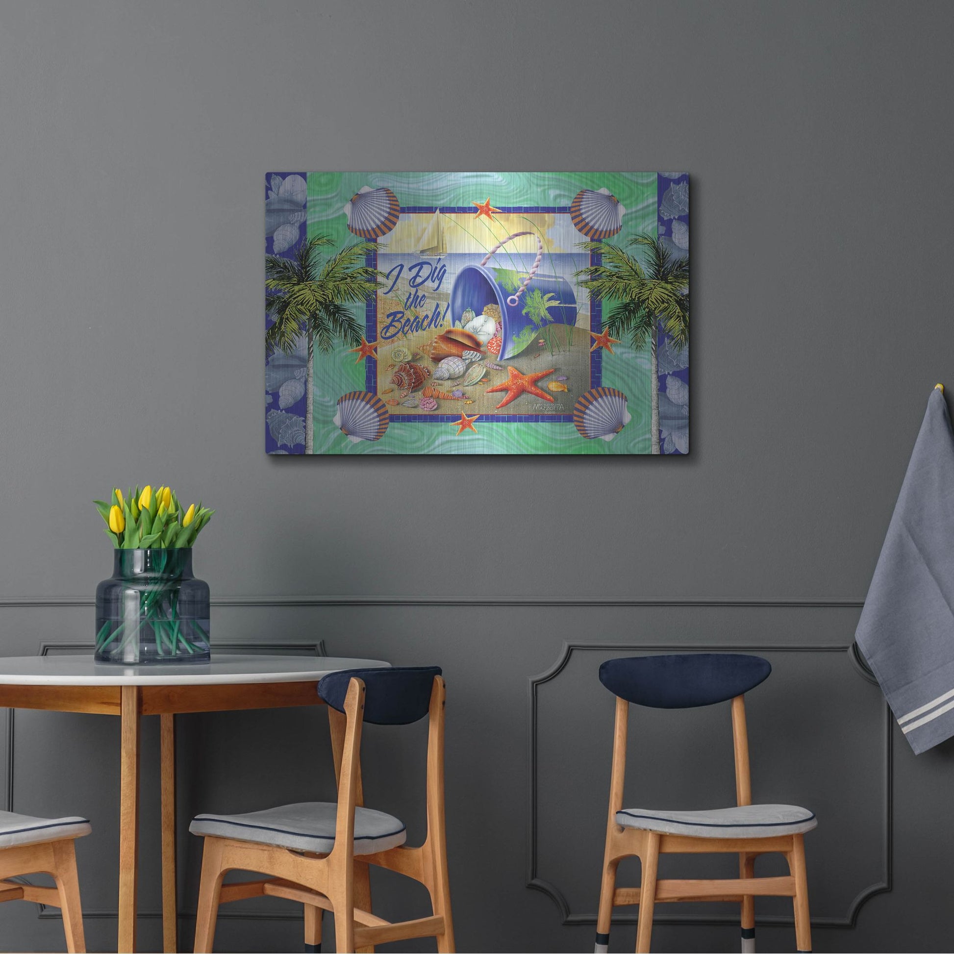 Luxe Metal Art 'Shell Bucket' by James and Kathleen Mazzotta, Metal Wall Art,36x24