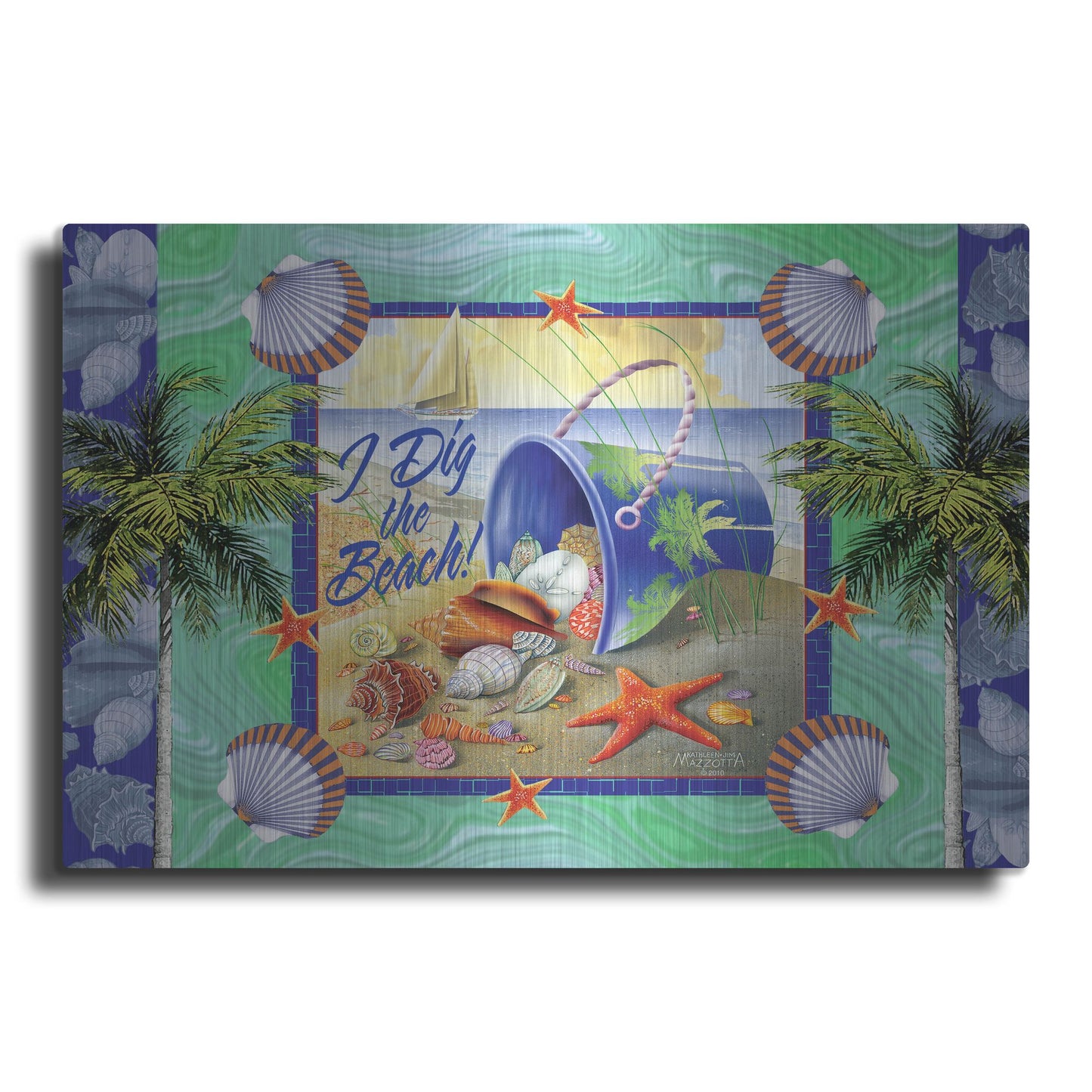 Luxe Metal Art 'Shell Bucket' by James and Kathleen Mazzotta, Metal Wall Art