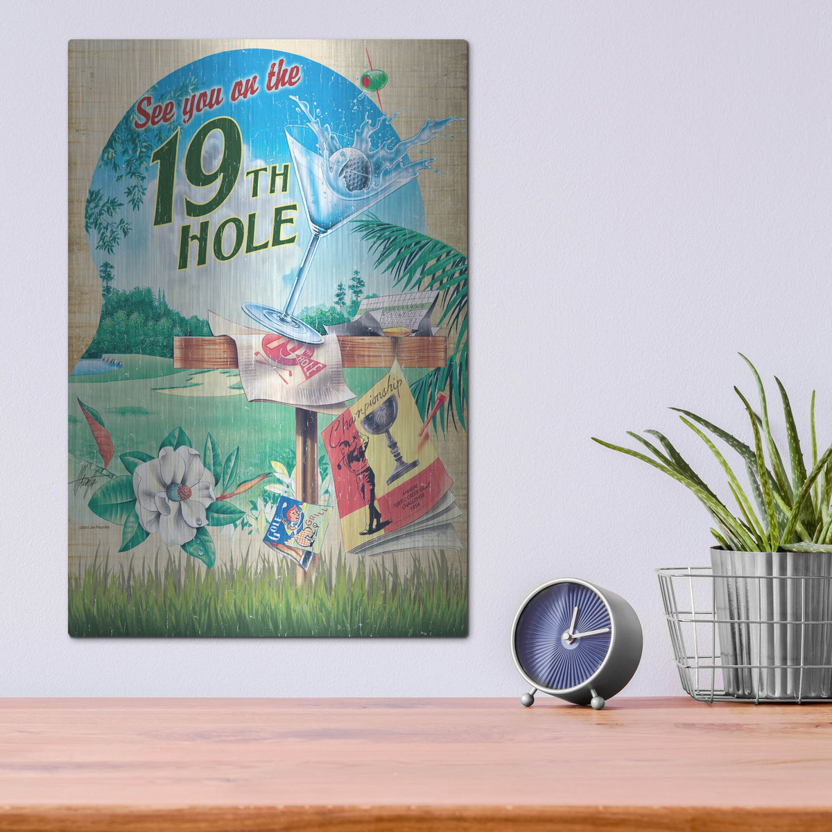 Luxe Metal Art '19th Hole 2' by James Mazzotta, Metal Wall Art,12x16