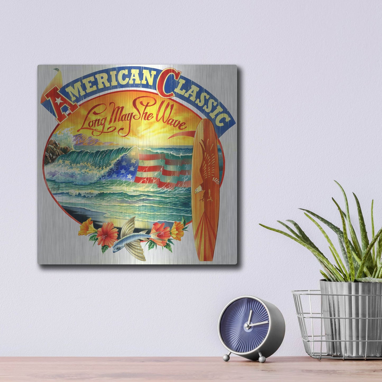 Luxe Metal Art 'American Classic' by James Mazzotta, Metal Wall Art,12x12