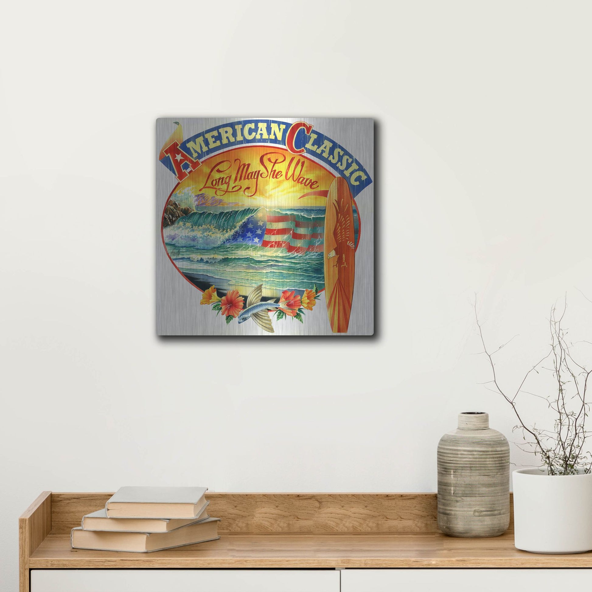 Luxe Metal Art 'American Classic' by James Mazzotta, Metal Wall Art,12x12